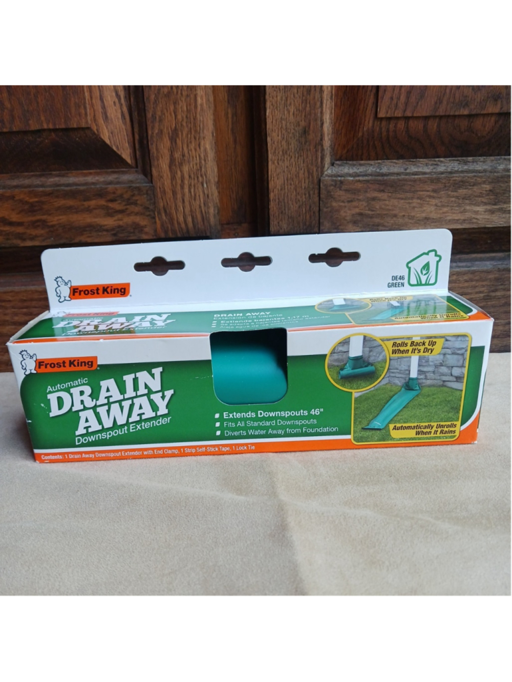 Frost King DE46 Auto Drain Away 46" Roll Out Downspout Extender Green Extension